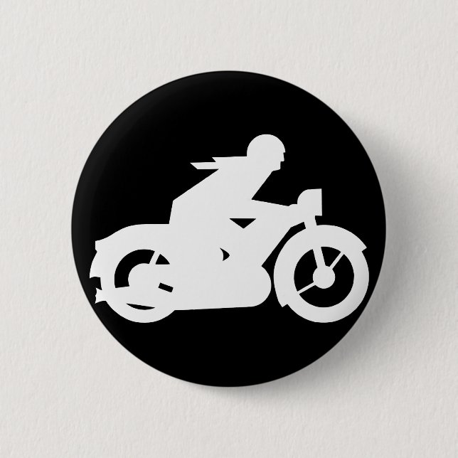 Motorbiker Silhouette Sign Pinback Button (Front)