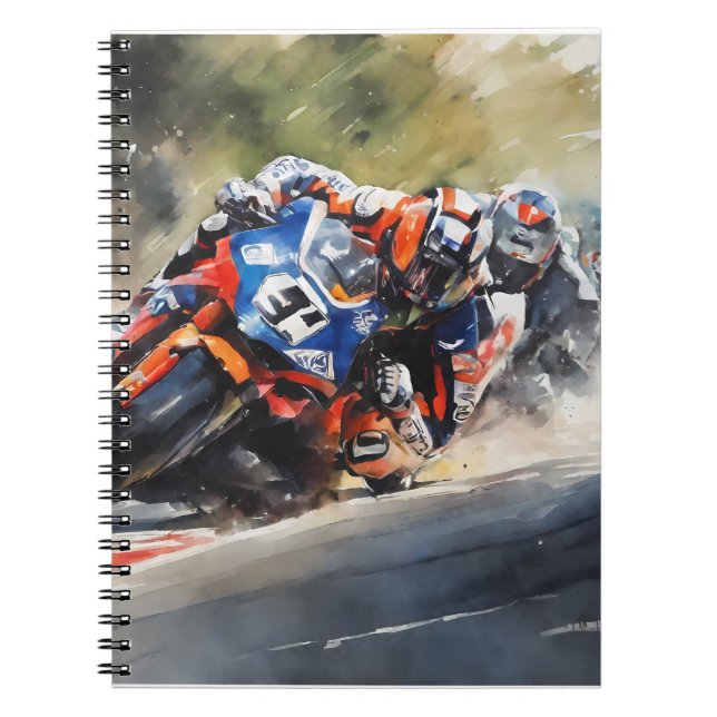 Motorbikes, High-Speed Cornering Action Notebook (Front)