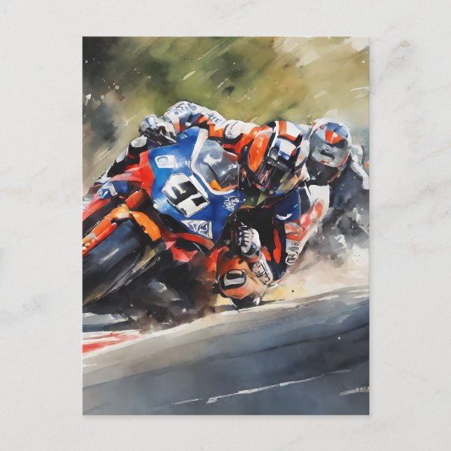 Motorbikes, High-Speed Cornering Action Postcard (Front)