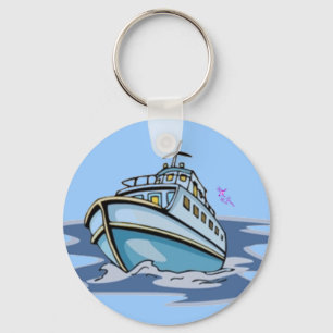 Motorboat Button Keychain