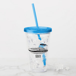 Motorboat cartoon illustration acrylic tumbler