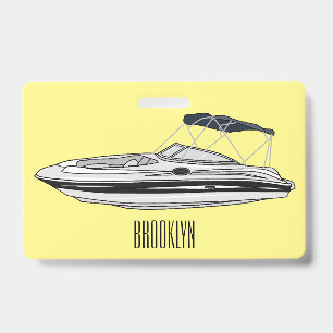 Motorboat cartoon illustration badge