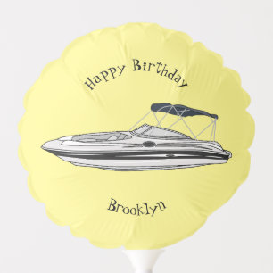 Motorboat cartoon illustration balloon