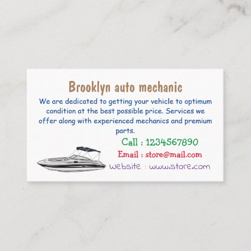 Motorboat cartoon illustration business card