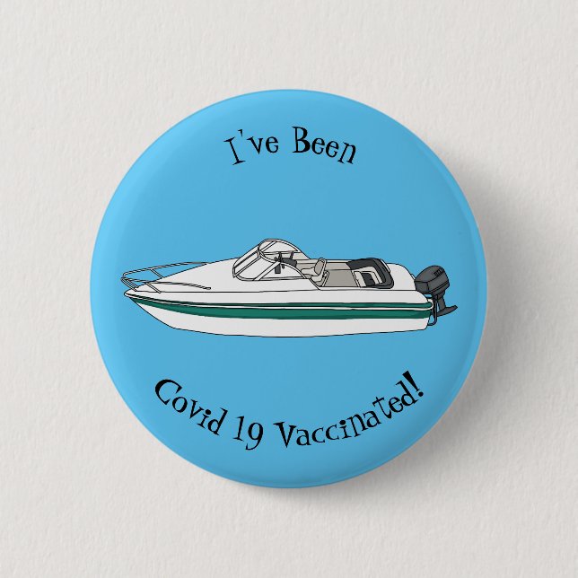 Motorboat cartoon illustration button (Front)