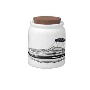 Motorboat cartoon illustration candy jar