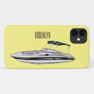 Motorboat cartoon illustration iPhone 11 case