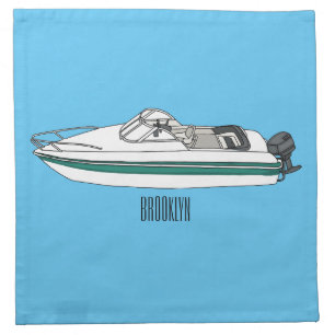 Motorboat cartoon illustration cloth napkin