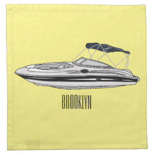 Motorboat cartoon illustration cloth napkin