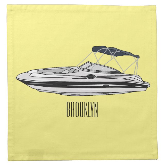 Motorboat cartoon illustration cloth napkin (Front)