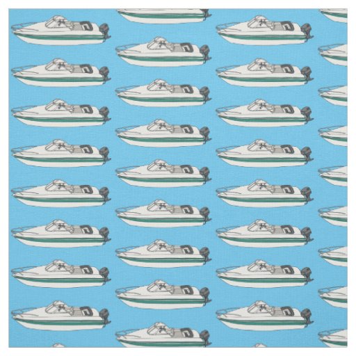 Motorboat cartoon illustration fabric
