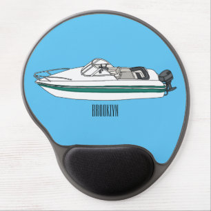 Motorboat cartoon illustration gel mouse pad