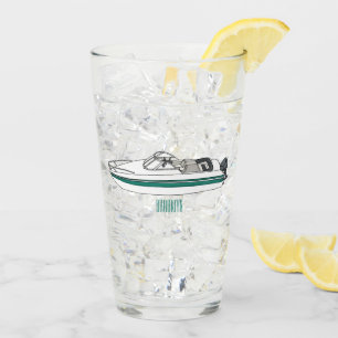 Motorboat cartoon illustration glass