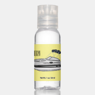 Motorboat cartoon illustration hand sanitizer
