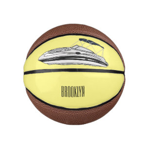 Motorboat cartoon illustration mini basketball
