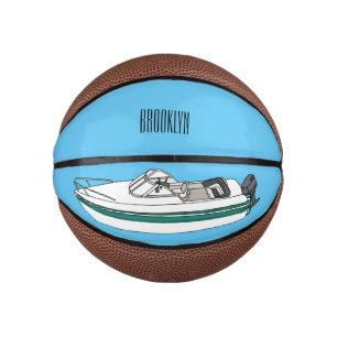 Motorboat cartoon illustration mini basketball