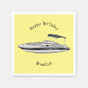 Motorboat cartoon illustration napkins