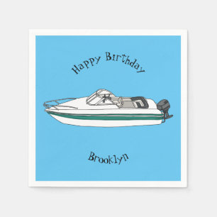 Motorboat cartoon illustration  napkins