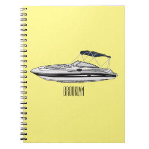 Motorboat cartoon illustration notebook