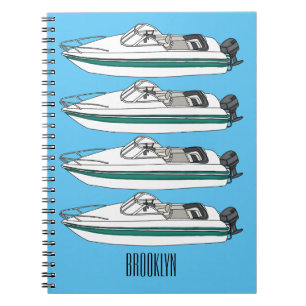 Motorboat cartoon illustration notebook