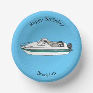 Motorboat cartoon illustration paper bowls