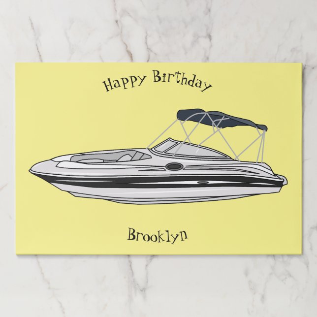 Motorboat cartoon illustration paper pad (Front)