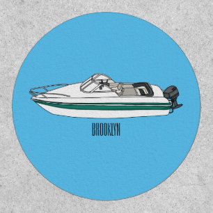 Motorboat cartoon illustration patch