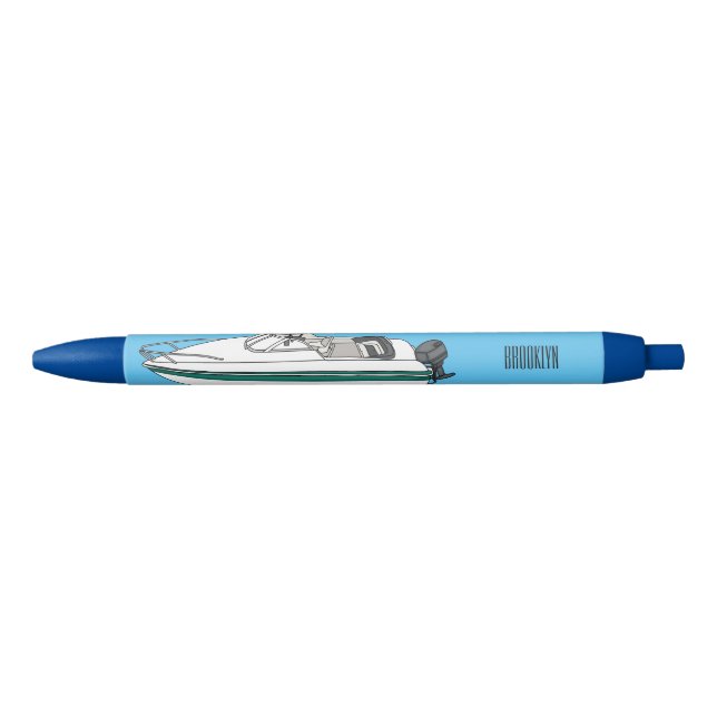 Motorboat cartoon illustration  pen (Front)