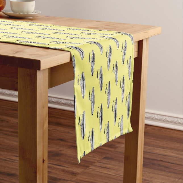 Motorboat cartoon illustration short table runner (In Situ)