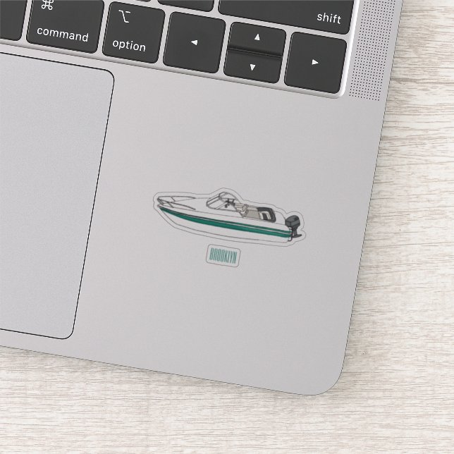 Motorboat cartoon illustration sticker (Detail)