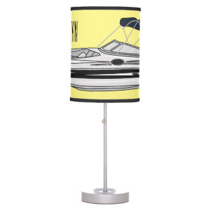 Motorboat cartoon illustration table lamp