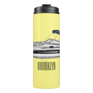 Motorboat cartoon illustration thermal tumbler