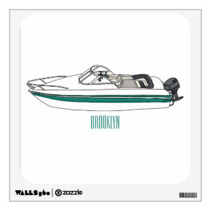 Motorboat cartoon illustration wall decal