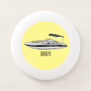 Motorboat cartoon illustration Wham-O frisbee