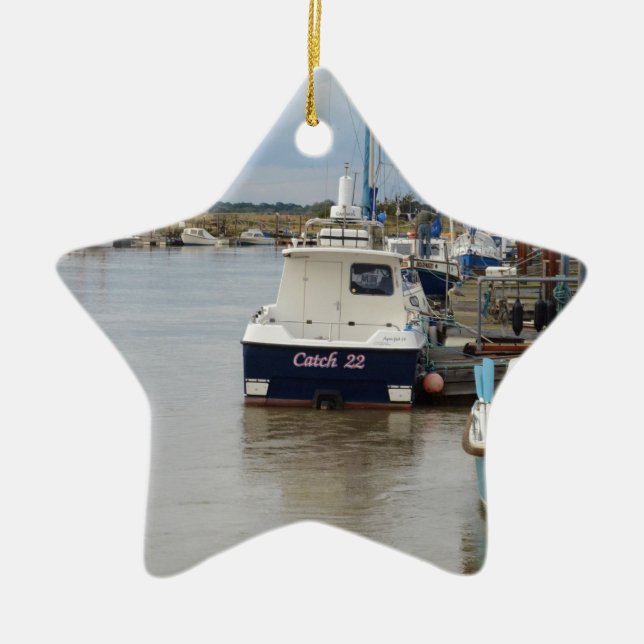 Motorboat Catch 22 Ceramic Ornament (Front)