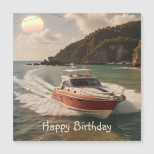 Motorboat Magnetic Birthday Card