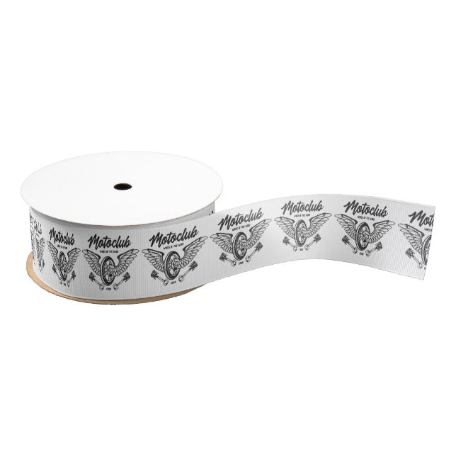 Motorclub Motorcycle Tire with Wings Grosgrain Ribbon (Spool)