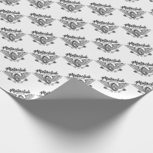 Motorclub Motorcycle Tire with Wings Wrapping Paper
