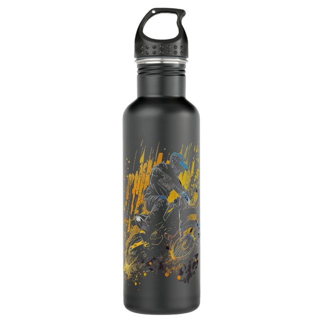 Motorcross Biker Motorcycle Enduro Dirtbike Outdoo Stainless Steel Water Bottle (Front)