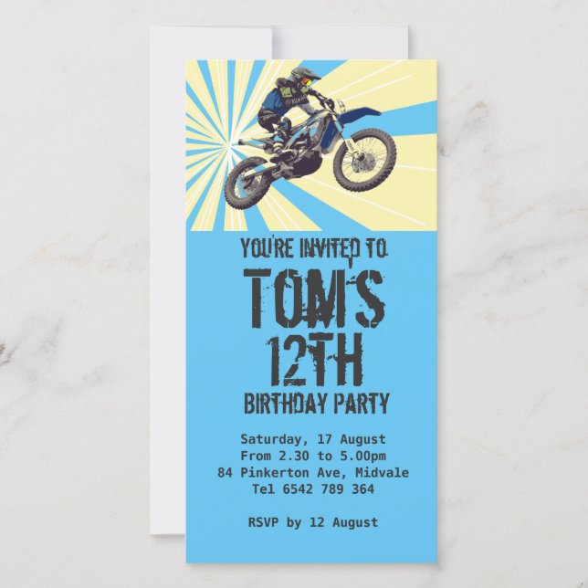 Motorcross Birthday Party Invitation (Front)