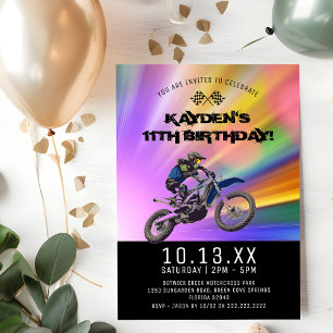 Motorcross Dirt Track Colorful Birthday Party Invitation