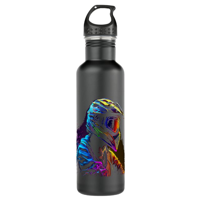 Motorcross helmet biker motorcycle enduro motorcro stainless steel water bottle (Front)