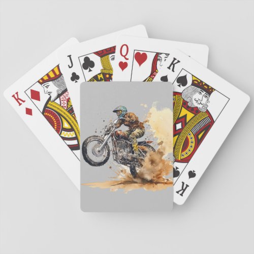 Motorcross Racing Action Illustration Graphic Poker Cards