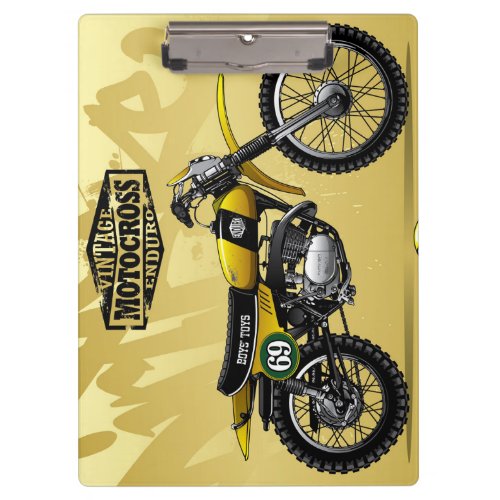 Motorcross Yellow Dirt Bike  Clipboard