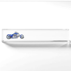 Motorcycle 1 - Blue Desk Name Plate