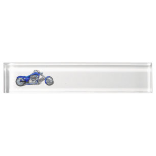 Motorcycle 1 - Blue Desk Name Plate