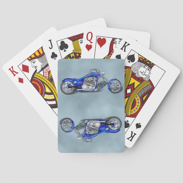 Motorcycle 1 - Blue Poker Cards (Back)