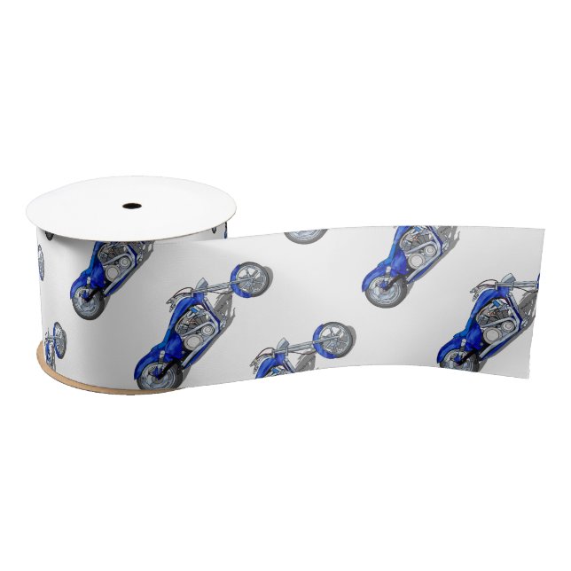 Motorcycle 1 - Blue Satin Ribbon (Spool)