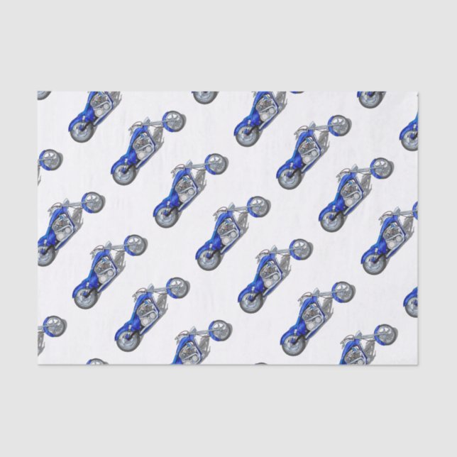 Motorcycle 1 - Blue Tissue Paper (Front)