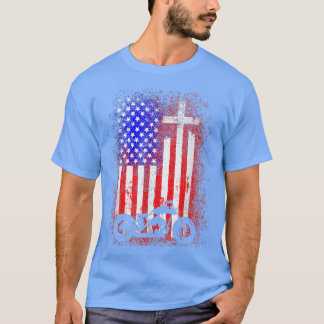 Motorcycle 4th Of July American Flag Christian Fai T-Shirt